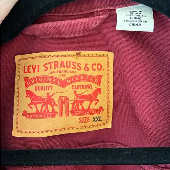 Levi Strauss & Co. Denim Trucker Jacket Burgundy XXL - Picture 4 of 5